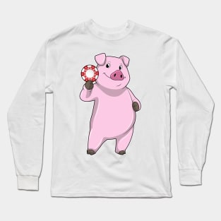 Pig at Poker with Poker chips Long Sleeve T-Shirt